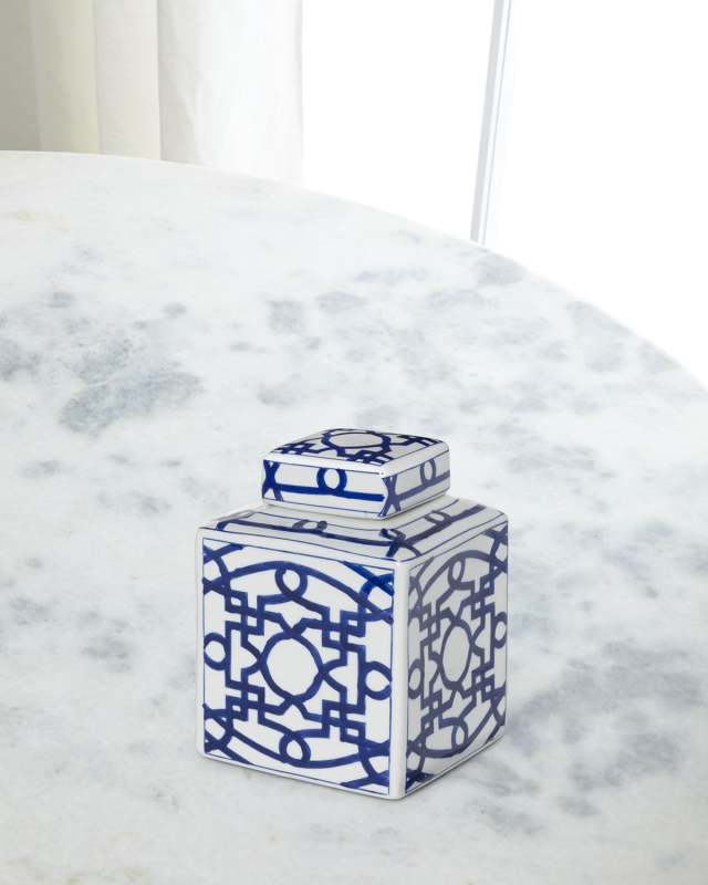 Imperial Ceramic Geometric Square Jar, Small
